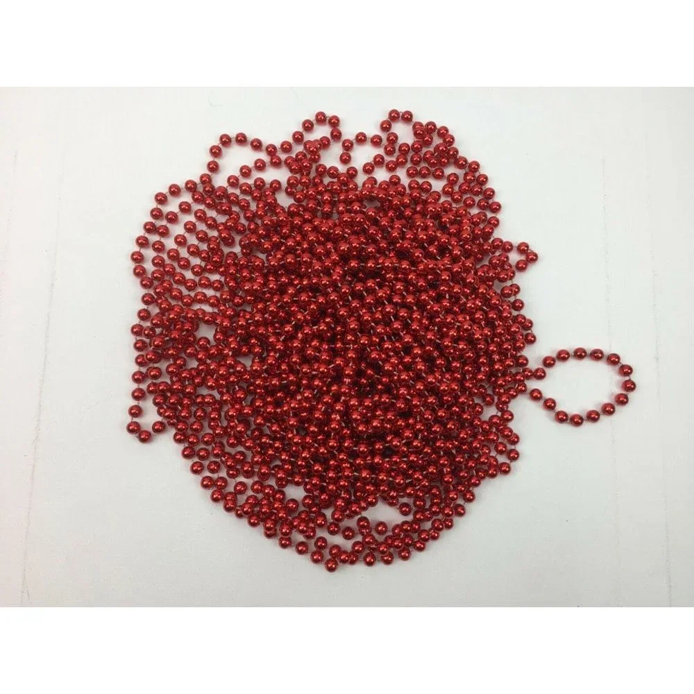 Christmas Festive Holiday Indoor Decor Plastic Red Bead Garlands Set of 2